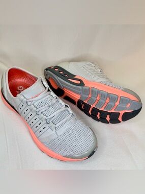 Under Armour Women's Light Gray and Coral Running Sneakers
